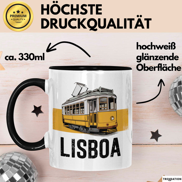 Lissabon Portugal Tasse Geschenk Lustige Geschenkidee Spruch Seilbahn Reise Straßenbahn Trendation