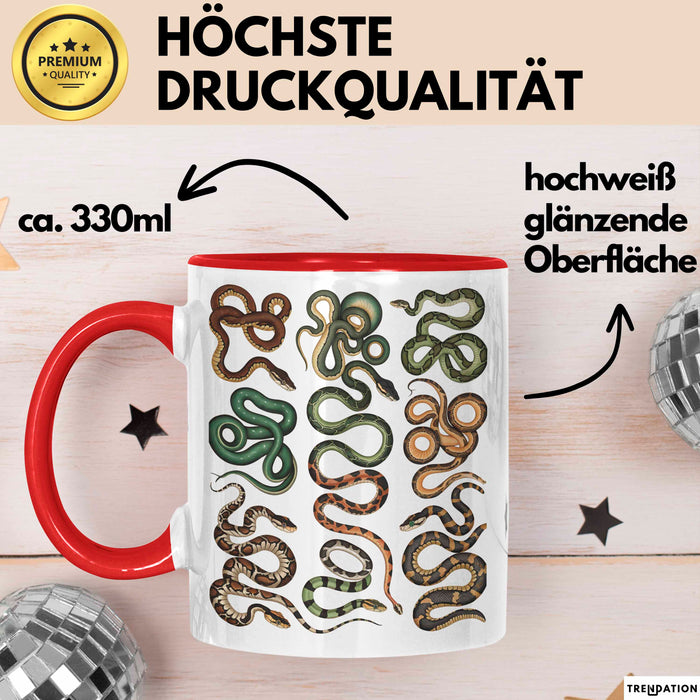 Reptil Schlangen Tier Tasse Geschenk Lustige Geschenkidee Spruch Rot Trendation