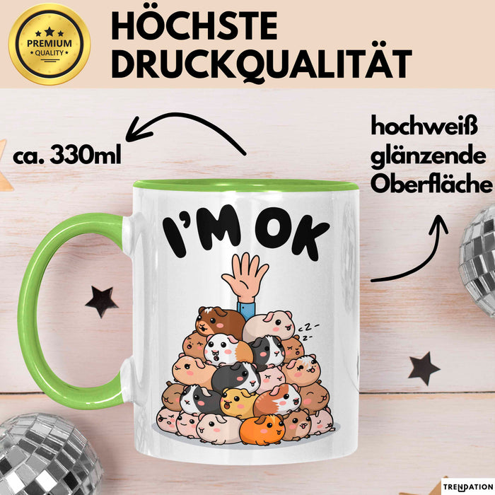 Meerschweinchen Tierliebhaber Tasse Geschenk Lustige Geschenkidee Spruch Grün Trendation