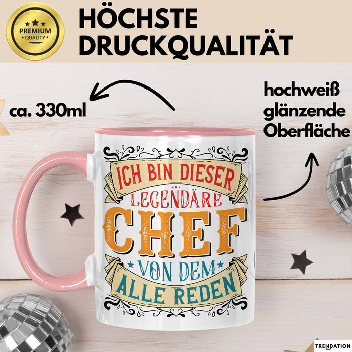 Büroarbeit Kollege Chef Tasse Geschenk Lustige Geschenkidee Spruch Ich Bin Dieser Legendäre Chef Von Dem Alle Reden Rosa Trendation
