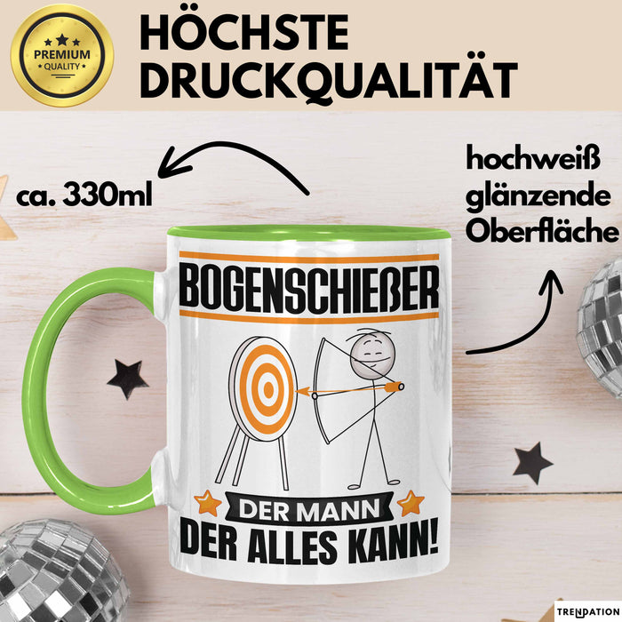 Bogenschießer Tasse Geschenk für Bogenschießer Der Mann Der Alles Kann Geschenkidee zum Geburtstag Grün Trendation