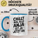 Anja Tasse Geschenk Chillt Mal Alle Anja Ist Ja Jetzt Da Geschenkidee Becher mit Name Blau Trendation