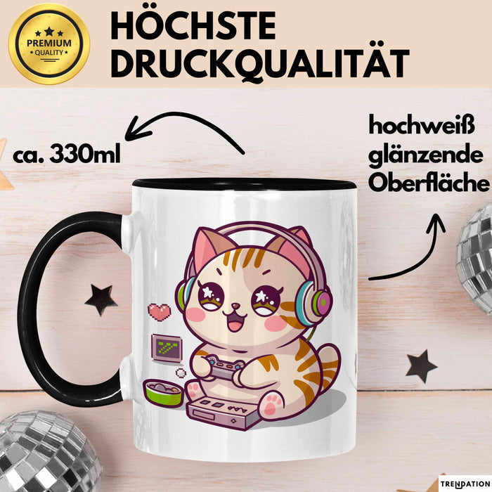 Katze Videospieler Tasse Geschenk Lustige Geschenkidee Trendation