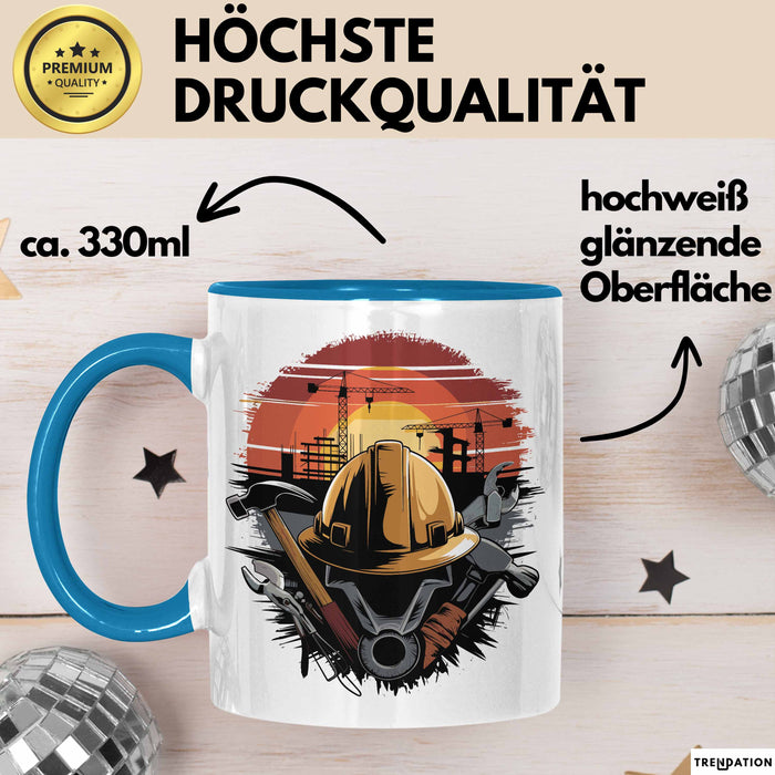 Bauarbeiter Tasse Geschenkidee für Bauarbeiter Blau Trendation