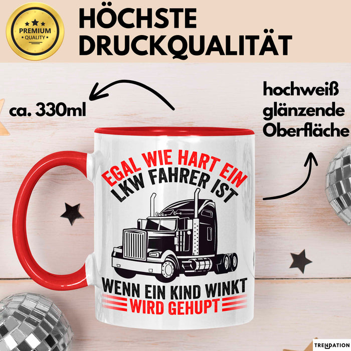 Lkw Fahrer Tasse Geschenk Harte Truckfahrer Trucker Geschenkidee Lustig Rot Trendation