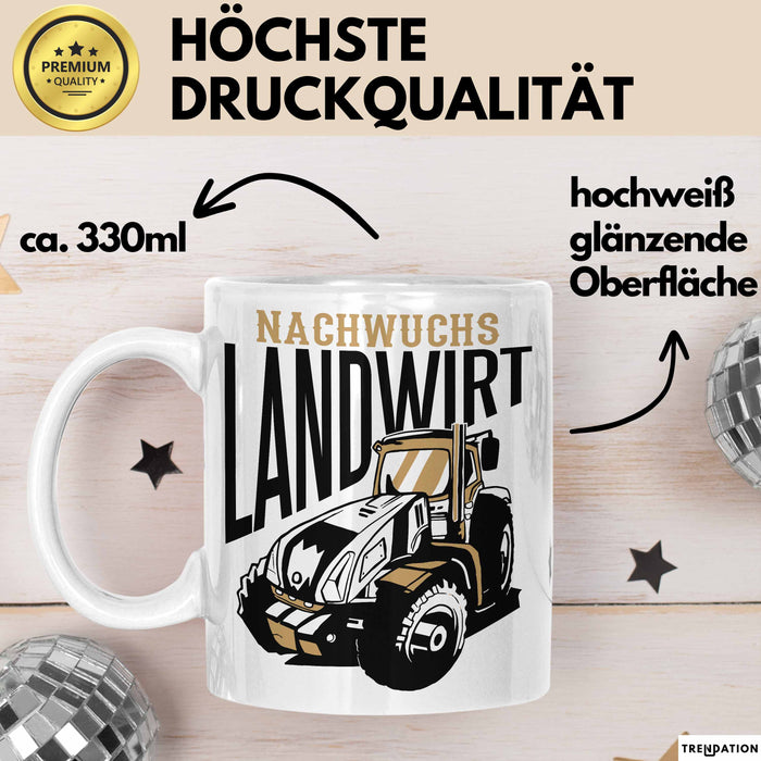 Angehender Landwirt Geschenk Tasse Jungs Bauern Jungen Geschenkidee Kakao-Becher Weiß Trendation