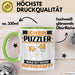 Puzzler Tasse Geschenk für Puzzler Geburtstag Lustiger Spruch Kaffee-Becher Was Ist Deine Superkraft Grün Trendation
