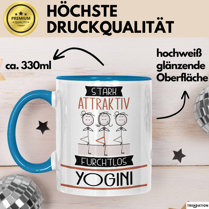Yogini Tasse Geschenk Becher Stark Attraktiv Furchtlos Yogini Lustige Geschenkidee Blau Trendation
