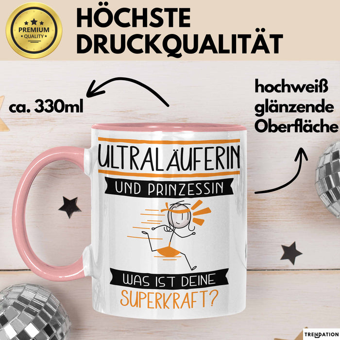 Ultraläuferin Und Prinzessin Tasse Geschenk Für Eine Ultraläuferin Geburtstag Was Ist Deine Superkraft Rosa Trendation