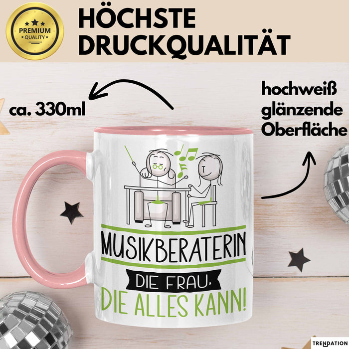 Musikberaterin Geschenk Tasse Becher Die Frau Die Allen Kann Geschenkidee für eine Musikberaterin Lustig Rosa Trendation