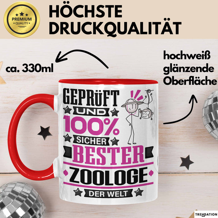 Zoologe Geschenk Lustiger Spruch für Zoologe Geschenkidee Bester Zoologe Der Welt Rot Trendation