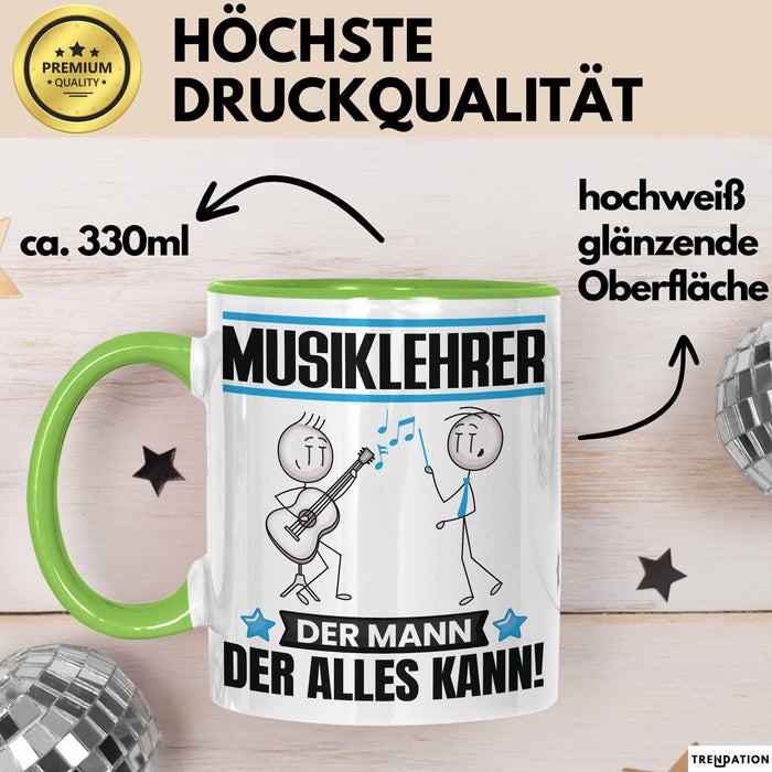Musiklehrer Tasse Geschenk für Musiklehrer Der Mann Der Alles Kann Geschenkidee zum Geburtstag Grün Trendation