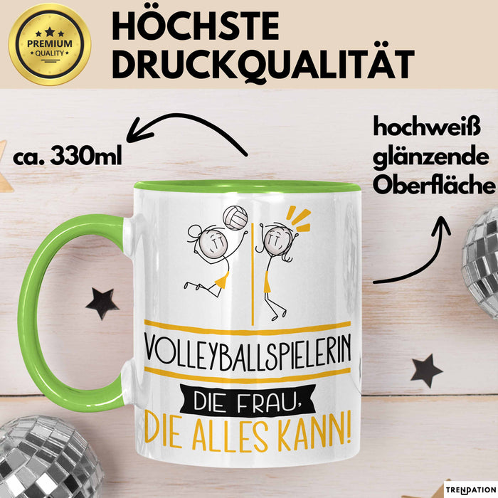 Volleyballspielerin Geschenk Tasse Becher Die Frau Die Allen Kann Geschenkidee für eine Volleyballspielerin Lustig Grün Trendation