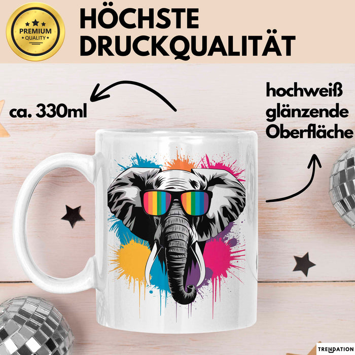 Elefant Tier Sonnenbrille Tasse Geschenk Lustige Geschenkidee Spruch Weiß Trendation