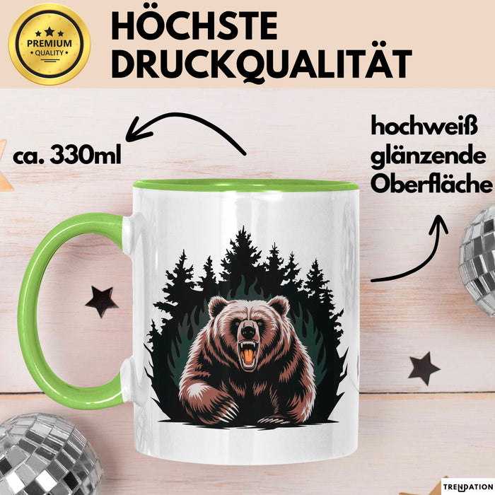 Bärenliebhaber Tasse Geschenkidee für Naturliebhaber Grün Trendation