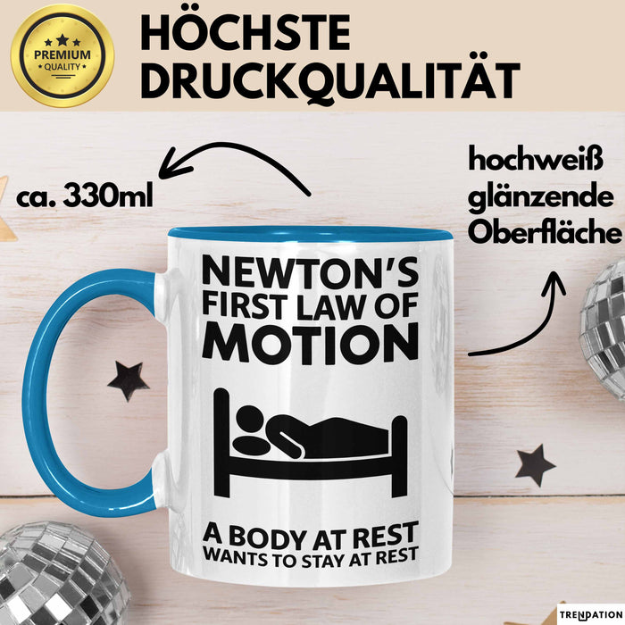 Physiker Tasse Geschenk Newtons Erstes Bewegungsgesetz Blau Trendation