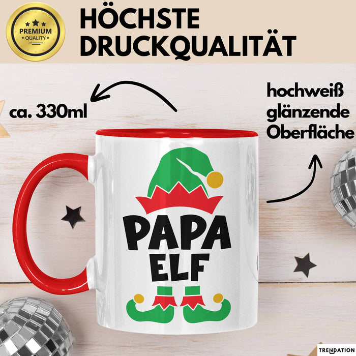 Papa Elf Tasse Geschenk Weihnachten Papa Geschenkidee Papaelfe Rot Trendation