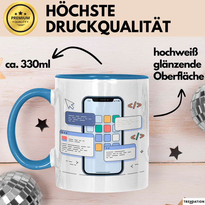 Mobile App Entwickler Tasse Geschenk Lustige Geschenkidee Spruch Für App Ersteller Blau Trendation