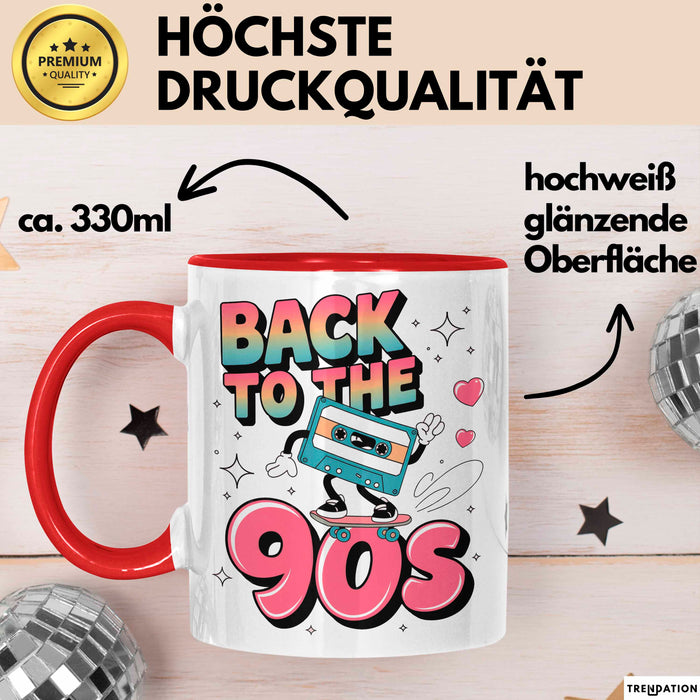 Vintage Retro Musik Tasse Geschenk Zurück in die 90er Geschenkidee Lustig Rot Trendation