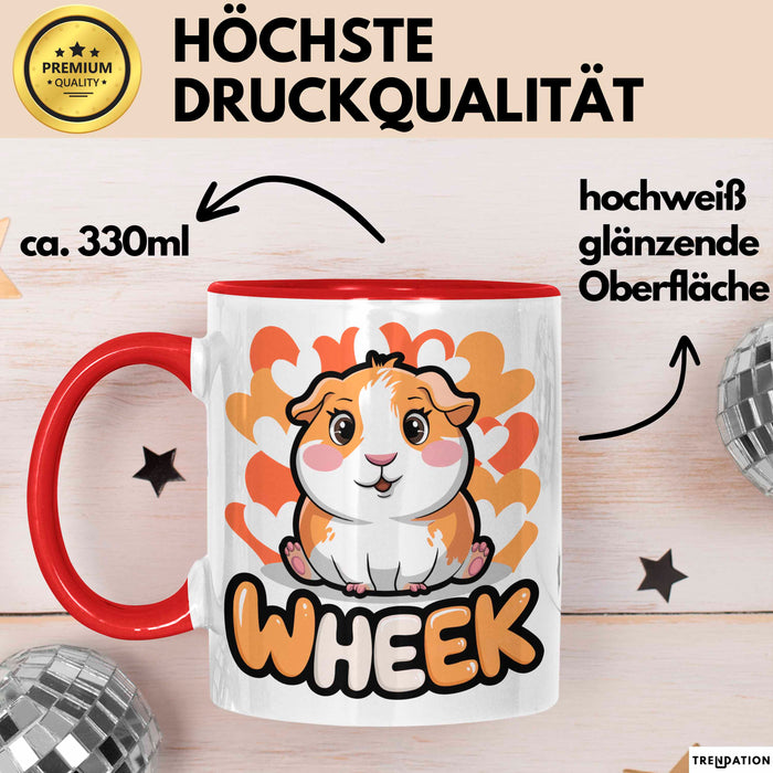 Meerschweinchen Tierliebhaber Tasse Geschenk Lustige Geschenkidee Spruch Wheek Rot Trendation