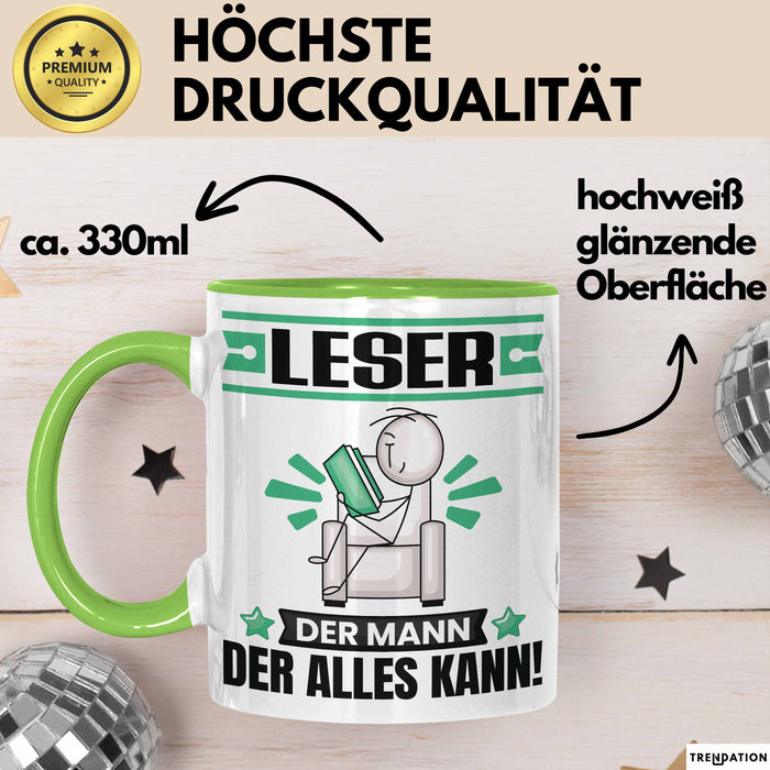 Leser Tasse Geschenk für Leser Der Mann Der Alles Kann Geschenkidee zum Geburtstag Grün Trendation