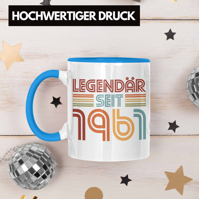 Trendation - 60. Geburtstag Tasse Frau Männer Geschenk 60er Geschenkidee 60 Mutter Vater Mann Frauen Lustig Geschenke Deko Blau Trendation