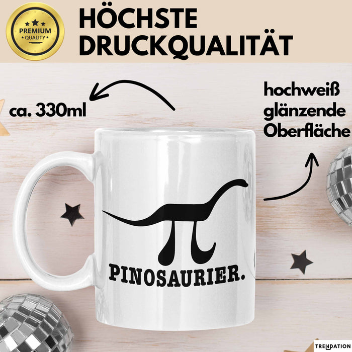 Pinosaurier Pi + Dinosaurier Tasse Geschenk Lustiger Mathe Becher Weiß Trendation