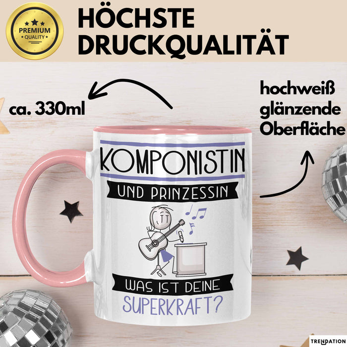 Komponistin Und Prinzessin Tasse Geschenk Für Eine Komponistin Geburtstag Was Ist Deine Superkraft Rosa Trendation