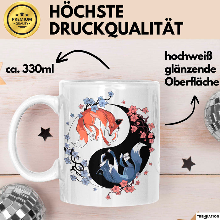 Fuchs Tierliebhaber Tasse Geschenk Lustige Geschenkidee Spruch Japanischer Kitsune Fuchs Weiß Trendation