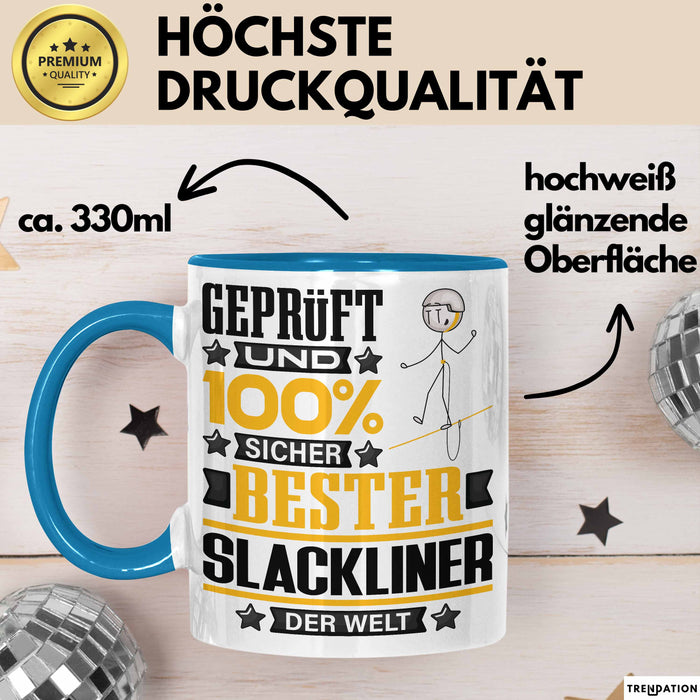 Slackliner Geschenk Lustiger Spruch für Slackliner Geschenkidee Bester Slackliner Der Welt Blau Trendation