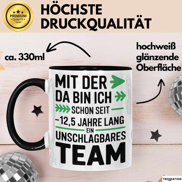 Romantische Pärchen Tasse Geschenk Team seit 12,5 Jahren Geschenkidee Lustig Schwarz Trendation
