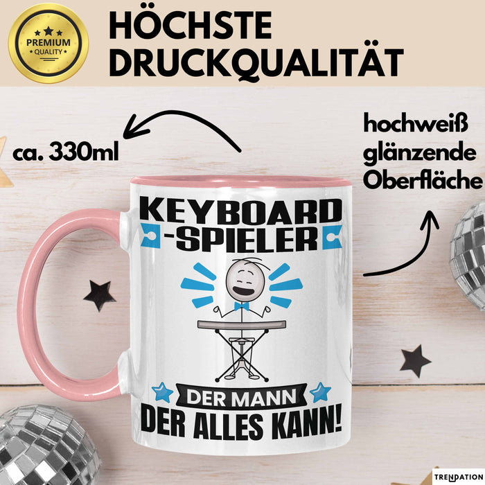 Keyboard-Spieler Tasse Geschenk für Keyboard-Spieler Der Mann Der Alles Kann Geschenkidee zum Geburtstag Rosa Trendation