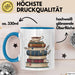 Bücherwurm Tasse Geschenkidee für Vielleser Lustiger Spruch Blau Trendation