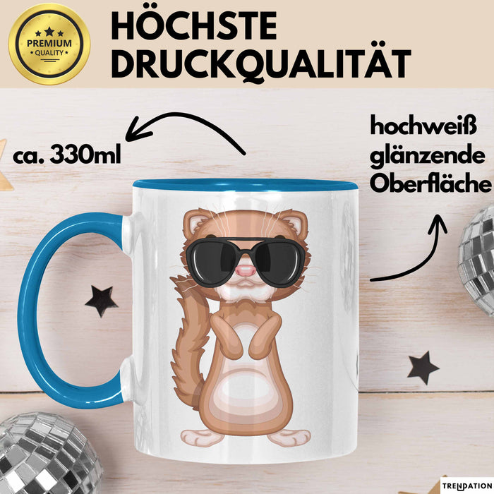 Frettchen Tasse Geschenk Sonnenbrille Grafik Lustige Geschenkidee Blau Trendation