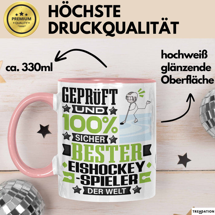Eishockeyspieler Geschenk Lustiger Spruch für Eishockeyspieler Geschenkidee Bester Eishockeyspieler Der Welt Rosa Trendation