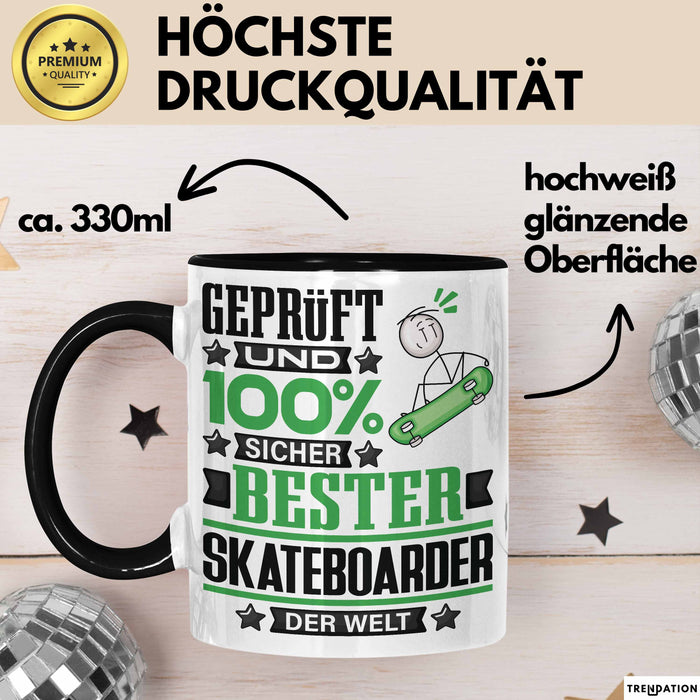 Skateboarder Geschenk Lustiger Spruch für Skateboarder Geschenkidee Bester Skateboarder Der Welt Schwarz Trendation