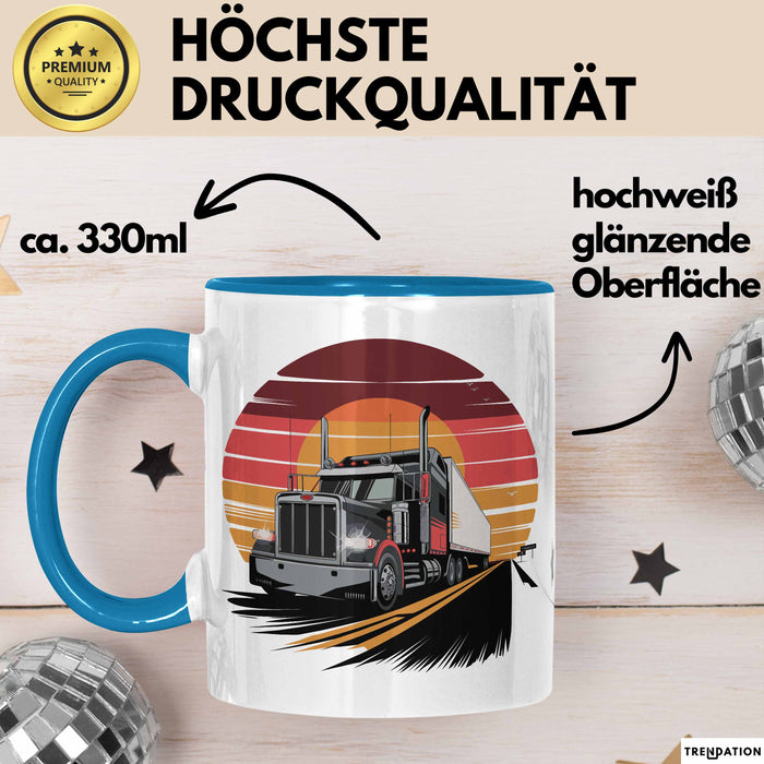 Lkw Fahrer Tasse Geschenkidee für Trucker Lustiger Spruch Blau Trendation