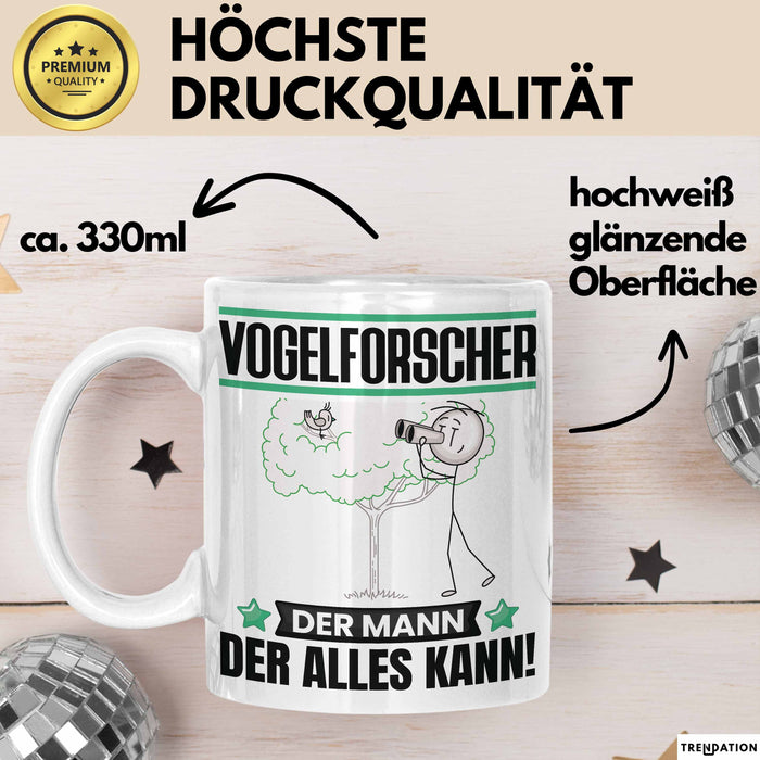 Vogelforscher Tasse Geschenk für Vogelforscher Der Mann Der Alles Kann Geschenkidee zum Geburtstag Weiß Trendation
