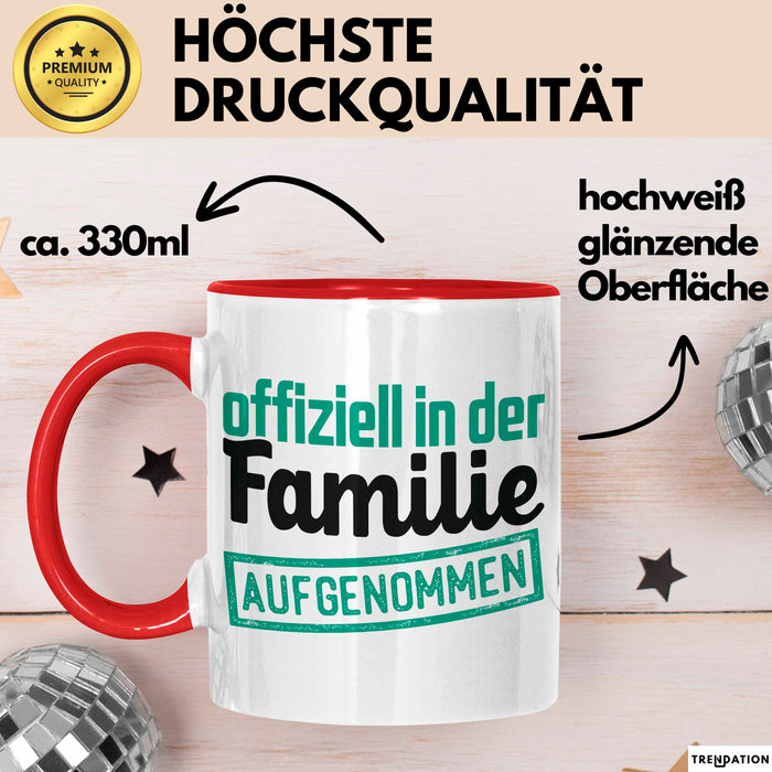 Schwager Tasse Geschenk Schwägerin Offiziell In Der Familie Aufgenommen Lustig Becher Rot Trendation