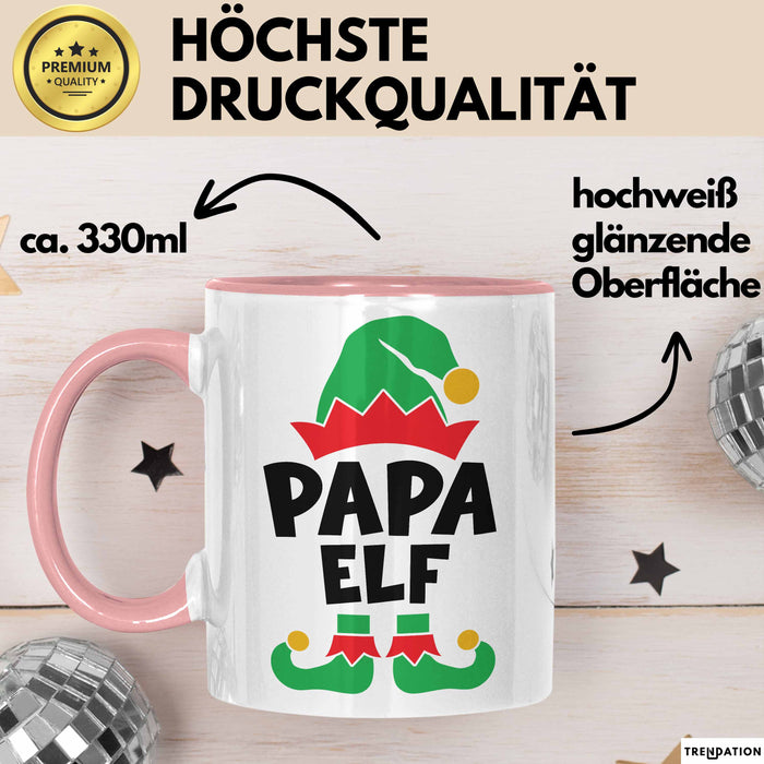 Papa Elf Tasse Geschenk Weihnachten Papa Geschenkidee Papaelfe Rosa Trendation