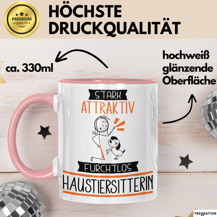 Haustiersitterin Tasse Geschenk Becher Stark Attraktiv Furchtlos Haustiersitterin Lustige Geschenkidee Rosa Trendation