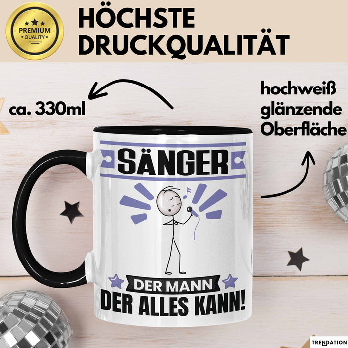 Sänger Tasse Geschenk für Sänger Der Mann Der Alles Kann Geschenkidee zum Geburtstag Schwarz Trendation