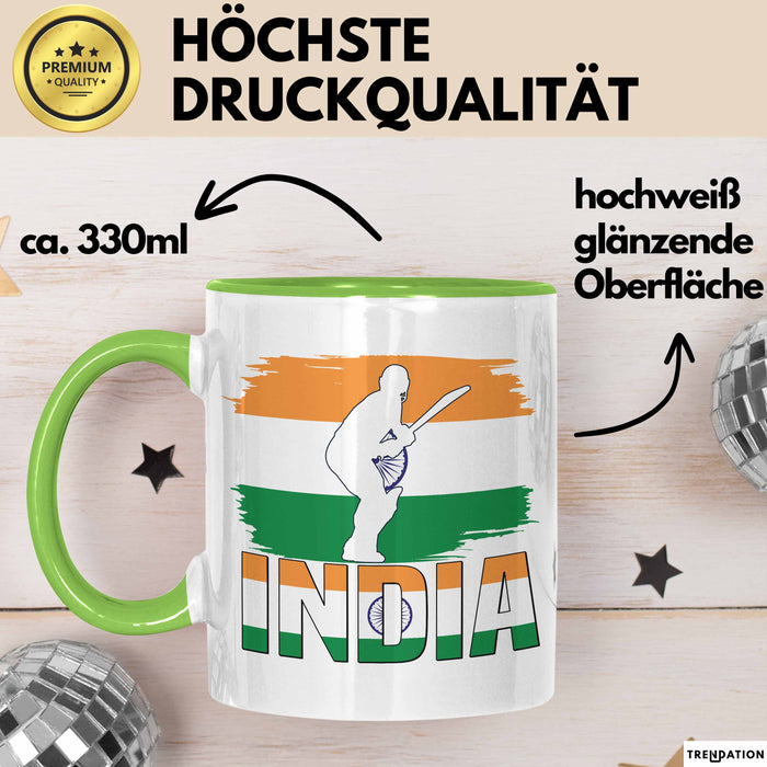 Indien Tasse Geschenk Cricket Indische Cricket-Fans Geschenkidee Grün Trendation