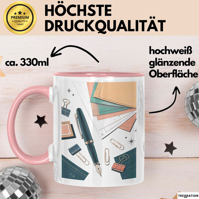 Schreibwaren Nerd Tasse Geschenk Lustige Geschenkidee Spruch Für Papier Liebhaber Rosa Trendation
