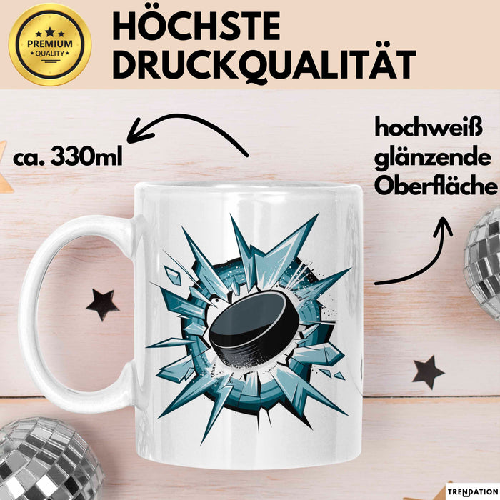Eishockey Fan Tasse Geschenkidee für Wintersportliebhaber Weiß Trendation