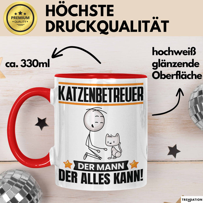 Katzenbetreuer Tasse Geschenk für Katzenbetreuer Der Mann Der Alles Kann Geschenkidee zum Geburtstag Rot Trendation