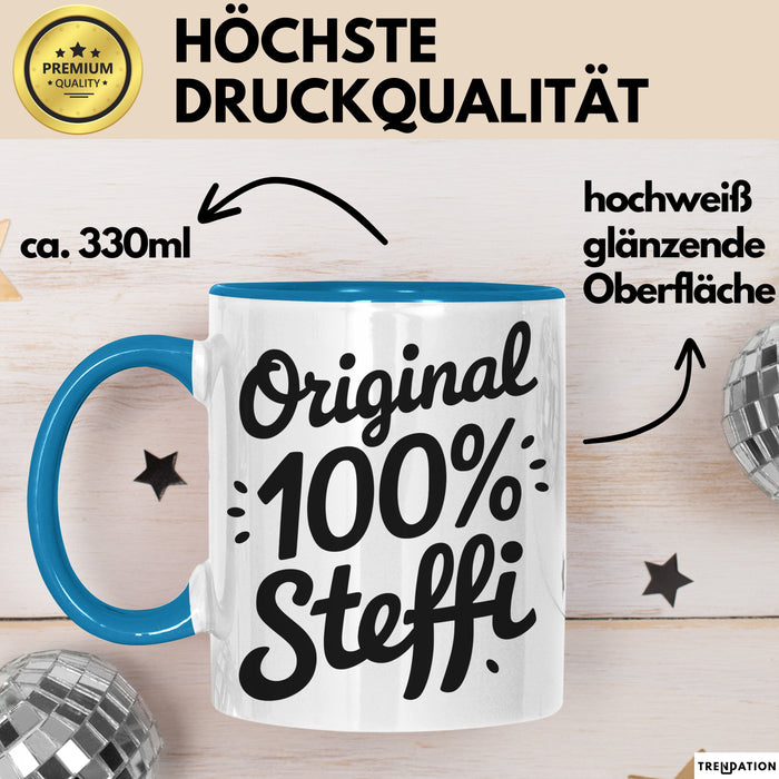 Steffi Tasse Geschenk Original 100% Steffi Geschenkidee Geburtstag Blau Trendation