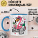 Flamingo Trinkend Tasse Geschenk Lustige Geschenkidee Spruch Es Eskaliert Eh Blau Trendation