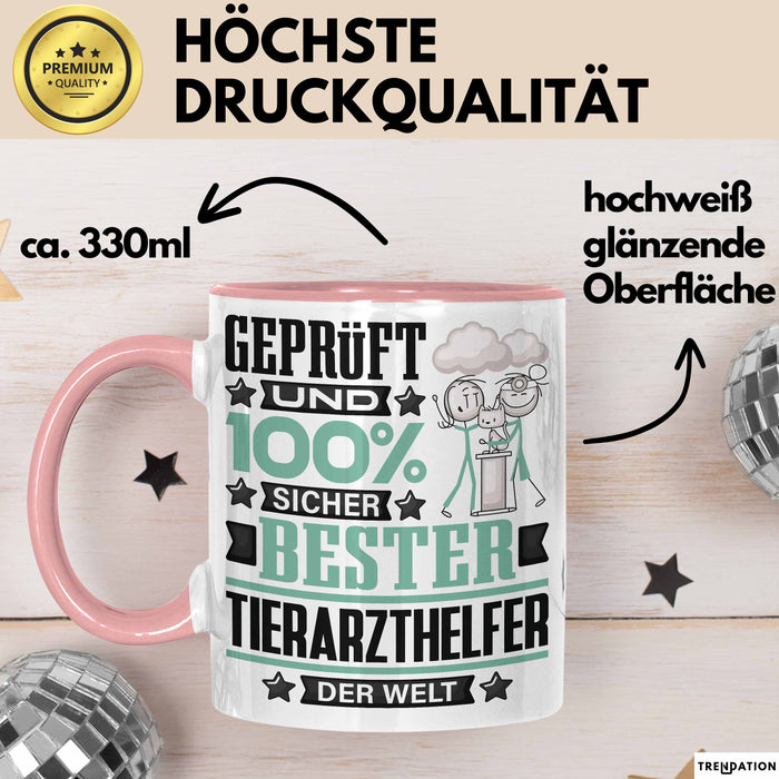Tierarzthelfer Geschenk Lustiger Spruch für Tierarzthelfer Geschenkidee Bester Tierarzthelfer Der Welt Rosa Trendation