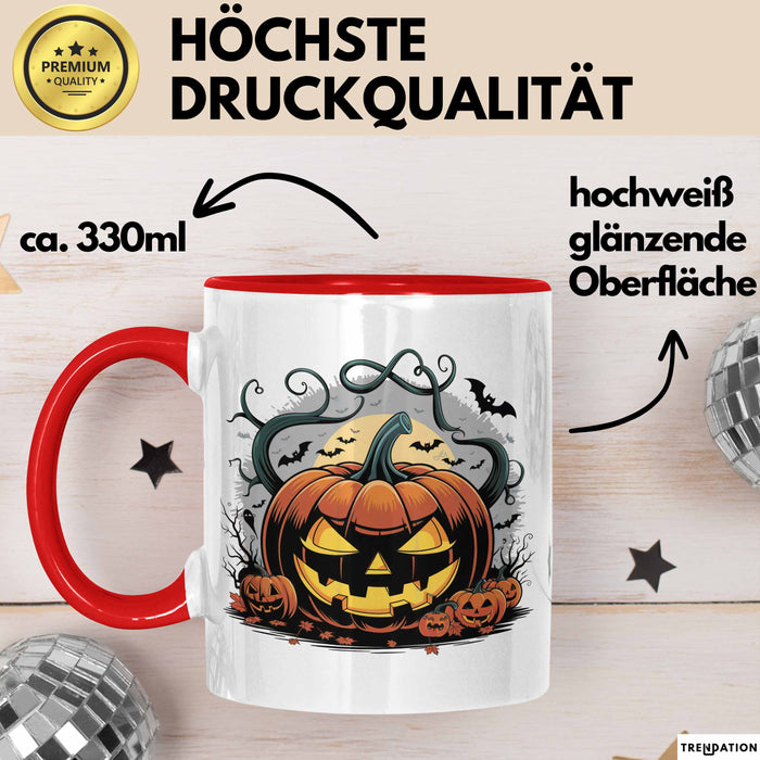 Halloween Tasse Geschenkidee für Grusel Saison Fans Rot Trendation